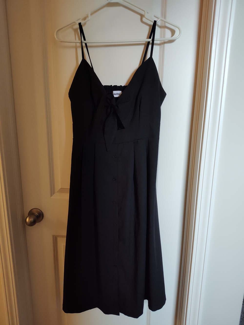 Black Spaghetti-Strap Tie-Front Dress